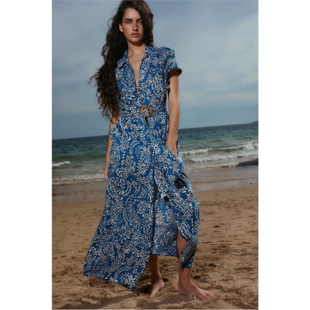 Zara limited edition cotton printed bohemian midi dress